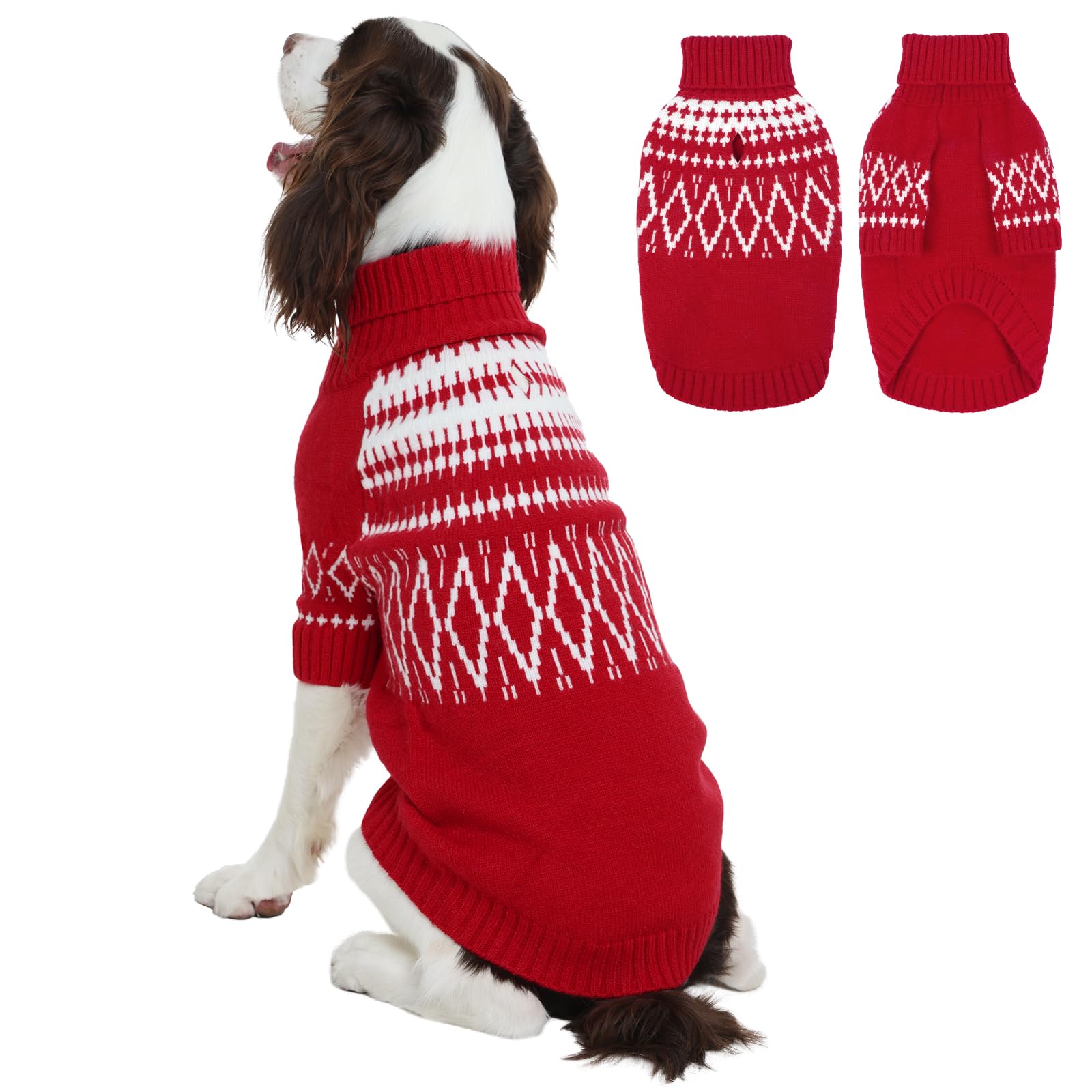 FUAMEY Maglione per cani, extra large, morbido maglione natalizio lavorato a maglia per cani, comodo maglione in pile per cagnolini, caldo abbigliamento invernale a collo alto per il freddo, vestito