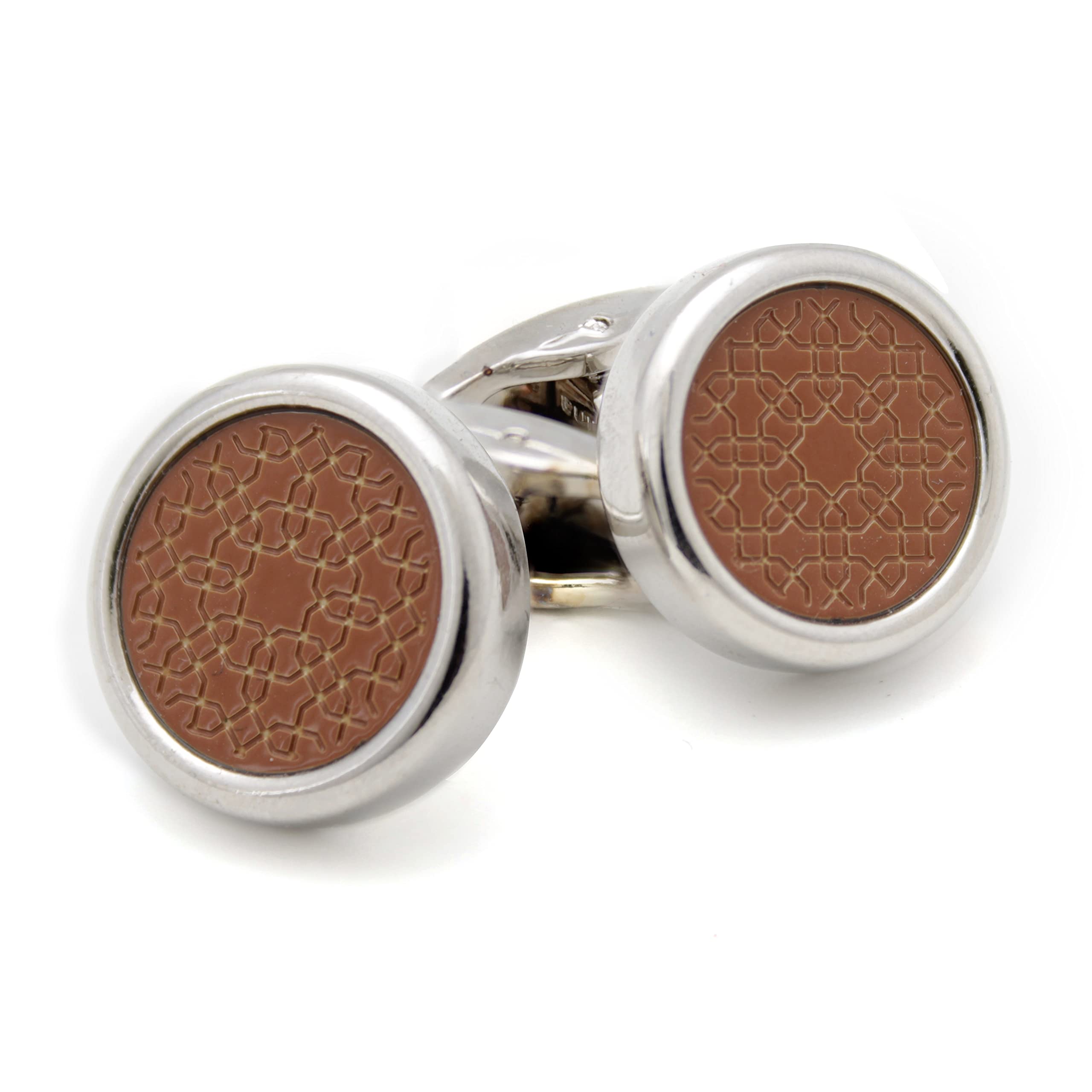 Kavove The Ace Mantle Brown & Silver Cufflinks For Men (B0B8F46P9K) Amazon Price History, Amazon Price Tracker
