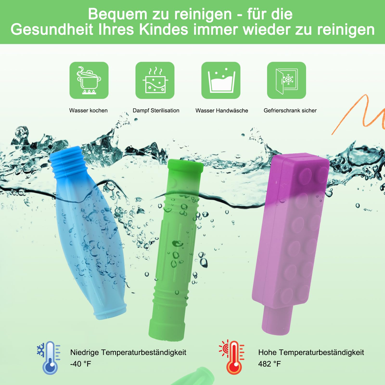 Set 8 Penne Masticabili E Collana Sensoriale Per Bambini – Giocattolo Masticabile In Silicone Alimentare Per Autismo E ADHD