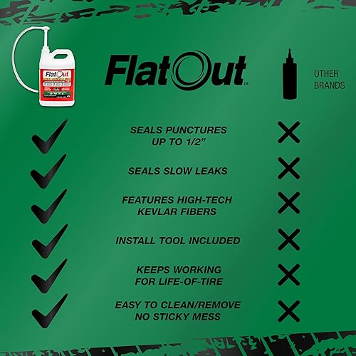 Miniatura 6 de FlatOut Sellador de neumáticos Fórmula de equipo eléctrico para exteriores, con herramienta de núcleo de válvula y núcleo de válvula de repuesto,