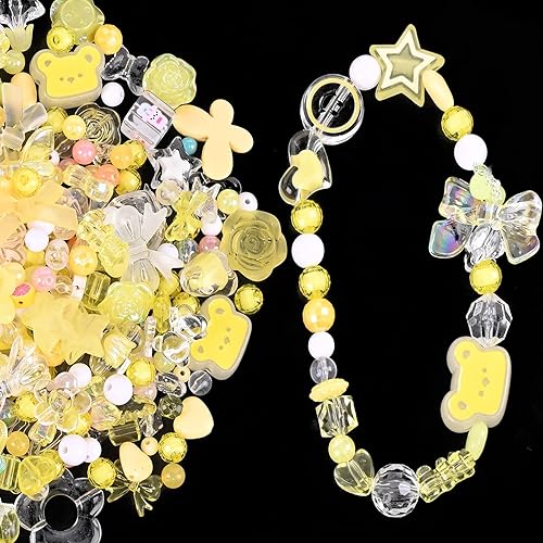 Miniatura 6 de 160 cuentas acrílicas surtidas, cuentas de caramelo, corazón de mariposa, cuentas de color, lindas cuentas redondas a granel para hacer pulseras,