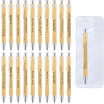 20 Pcs Employee Appreciation Gifts Pens Bulk - 10 Inspirational Ballpoint Pens & 10 Bags, Perfect Thank You Gifts for Staff, Teacher, Nurse,Volunteer,Office Supplies for Coworkers, School & Team