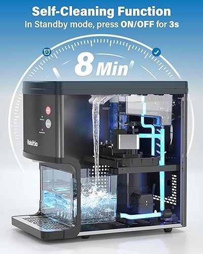 Miniatura 5 de Habitio Máquina de hielo de pepita, máquina de hielo de encimera autodisponible, máquina de hielo de guijarros con tanque de agua desmontable de 3