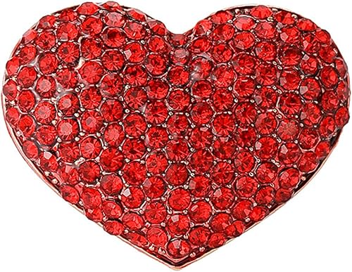 Dreuyet Broche de corazón con diamantes de imitación, broche de San Valentín para mujer, broche de corazón de circonita roja vintage, pin de solapa,