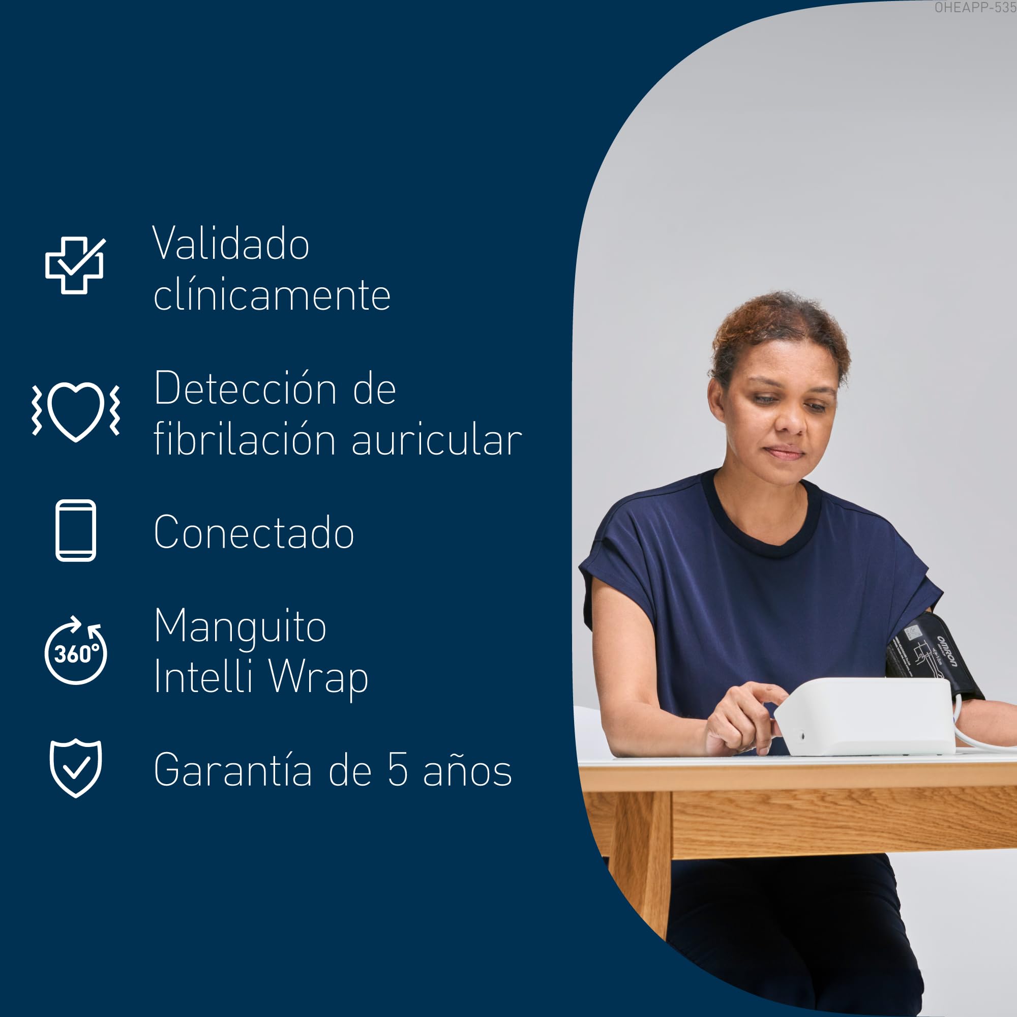 OMRON X7 Smart AFib Tensiómetro de Brazo Detecta Fibrilación Auricular Medidor Tensión Arterial Validado Clínicamente 2 Usuarios Brazalete Intelli Wrap 22-42cm