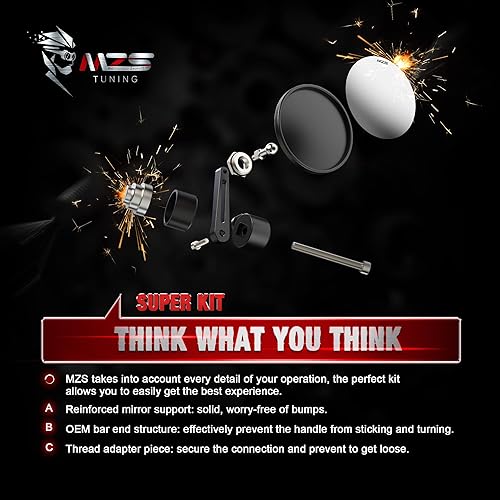 Miniatura 7 de MZS Espejos de extremo de barra, espejos redondos para manillar de motocicleta, color negro, compatible con CB300F CB300R CB500F CB500X CB650F CB750