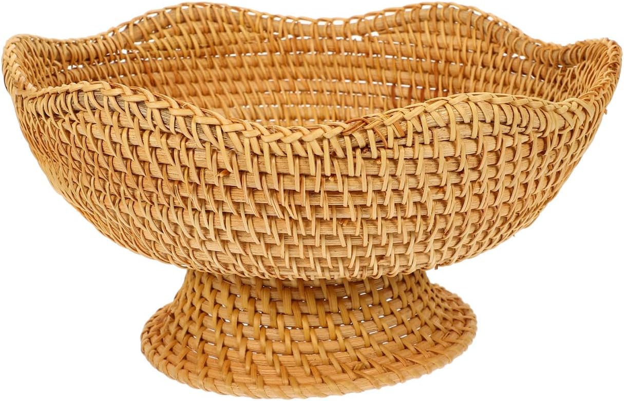 Small Round Woven Storage Basket for Entryway Natural Rattan Decorative Tray for Organizing Keys Wallet Snacks and Fruits Versatile Tabletop Storage