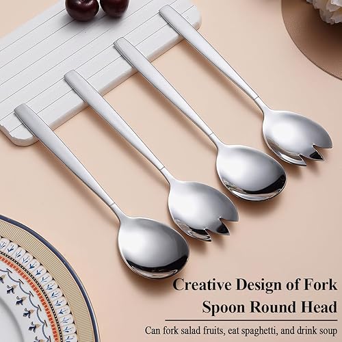 Miniatura 3 de Evanda Juego de servidor de ensalada de 4 piezas, juego de servir de ensalada de acero inoxidable, cuchara para ensalada, servidores de ensalada,