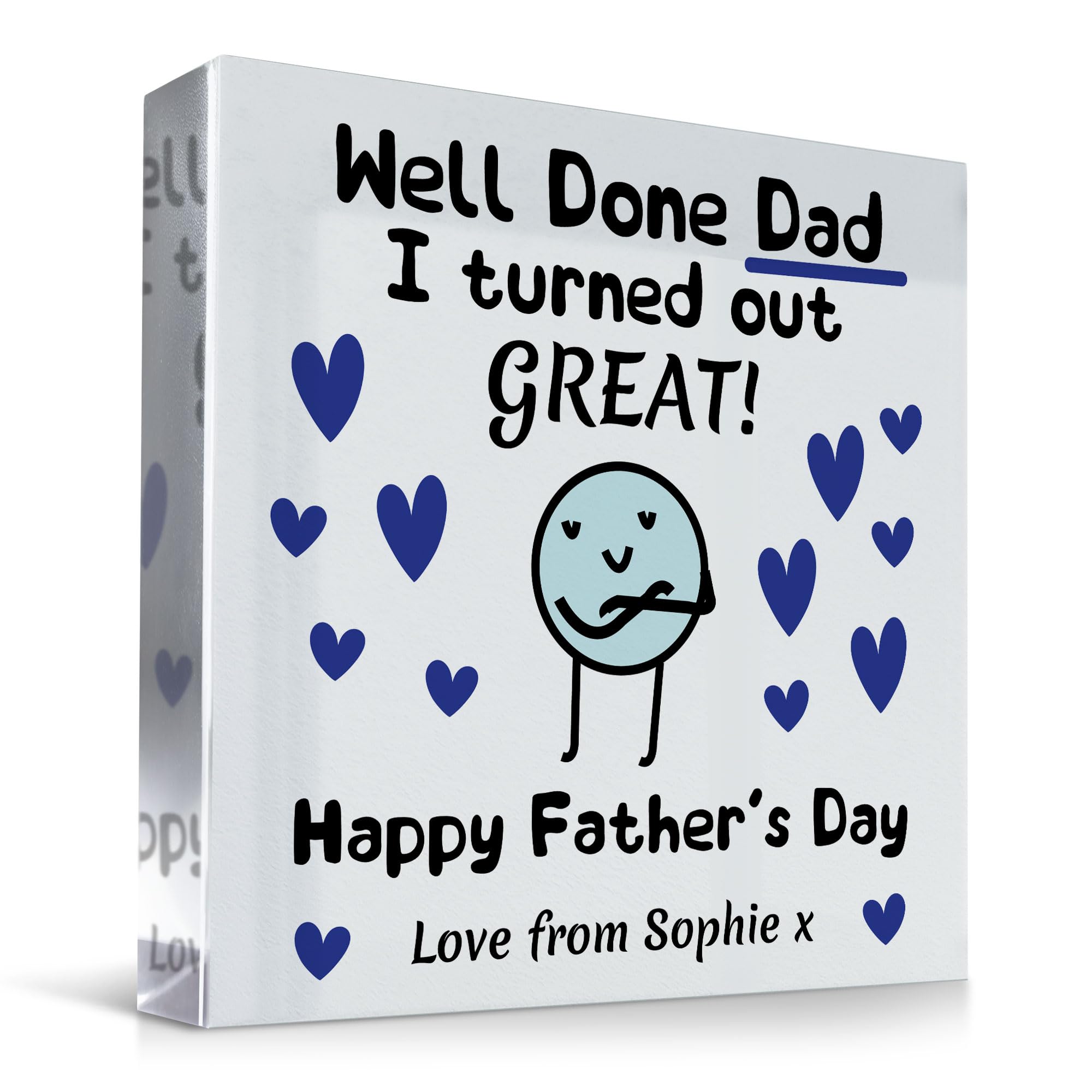 Red Ocean FUNNY JOKE Gift For Dad For Fathers Day Personalised Clear Block Fathers Day Gift For Dad From Daughter Son Humour Gift For Him Dad Gifts Funny Gift For Him Keepsake