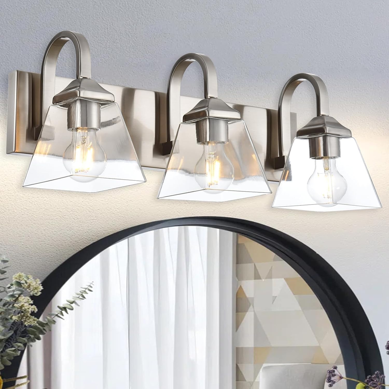 Bathroom Light Fixtures,3 Light Modern Brushed Nickel Vanity Lights
