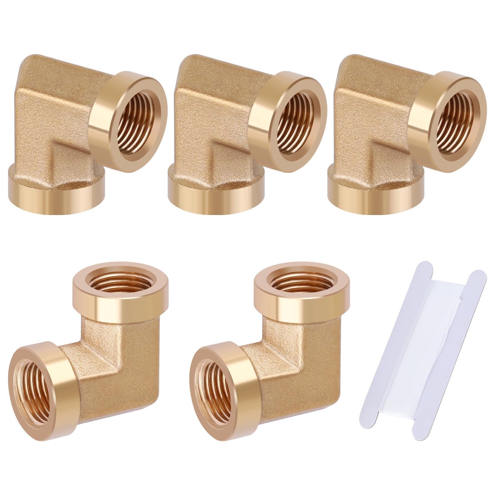 5pcs 90 Degree Forged Brass Elbows 1/8" NPT Female Pipe to Pipe