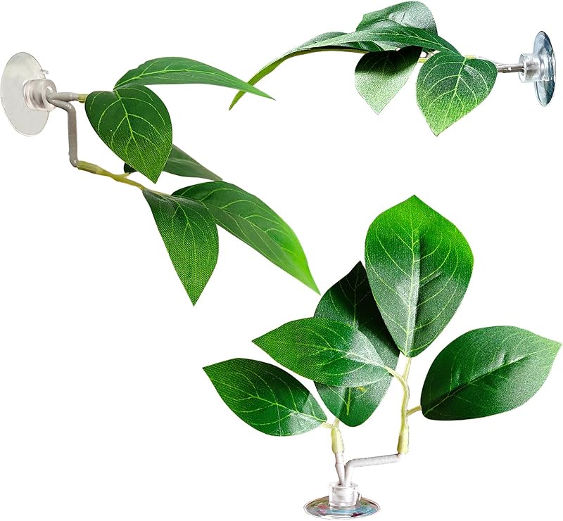 Plantas plásticas ajustáveis para aquário com folhas e ventosas AncBace LEAF5, pacote com 3