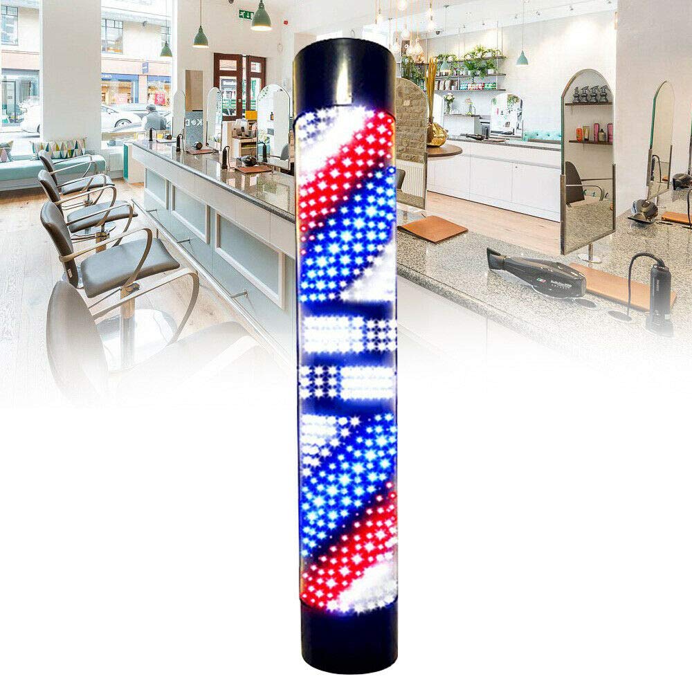Barber Pole Rotating Stripe Light Hair Salon Shop Open Sign Stripe Red White Blue Lights (27.6'')