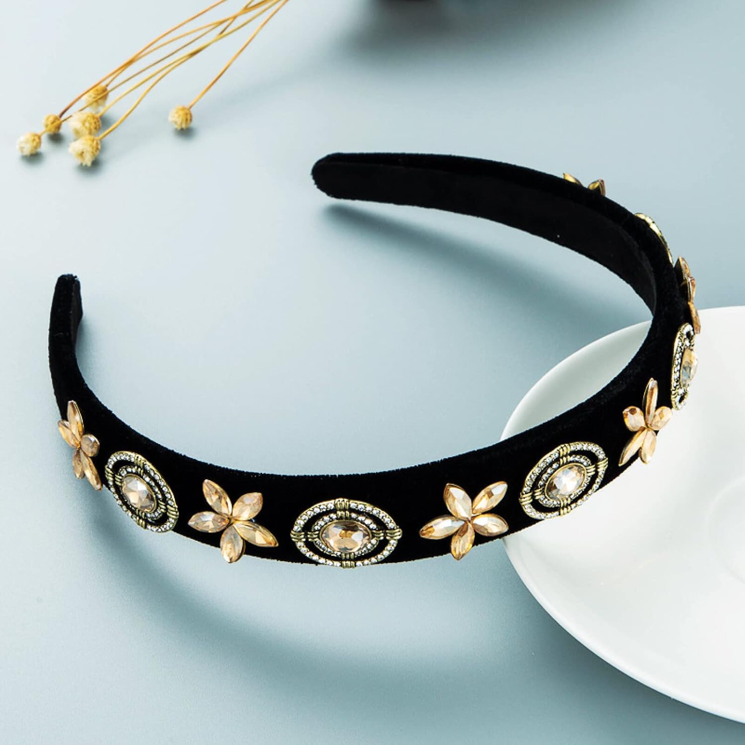 ヘアアクセサリーヘアバンドゴールドベルベットクロスヘッドドレス女性がヨーロッパとアメリカに出かける