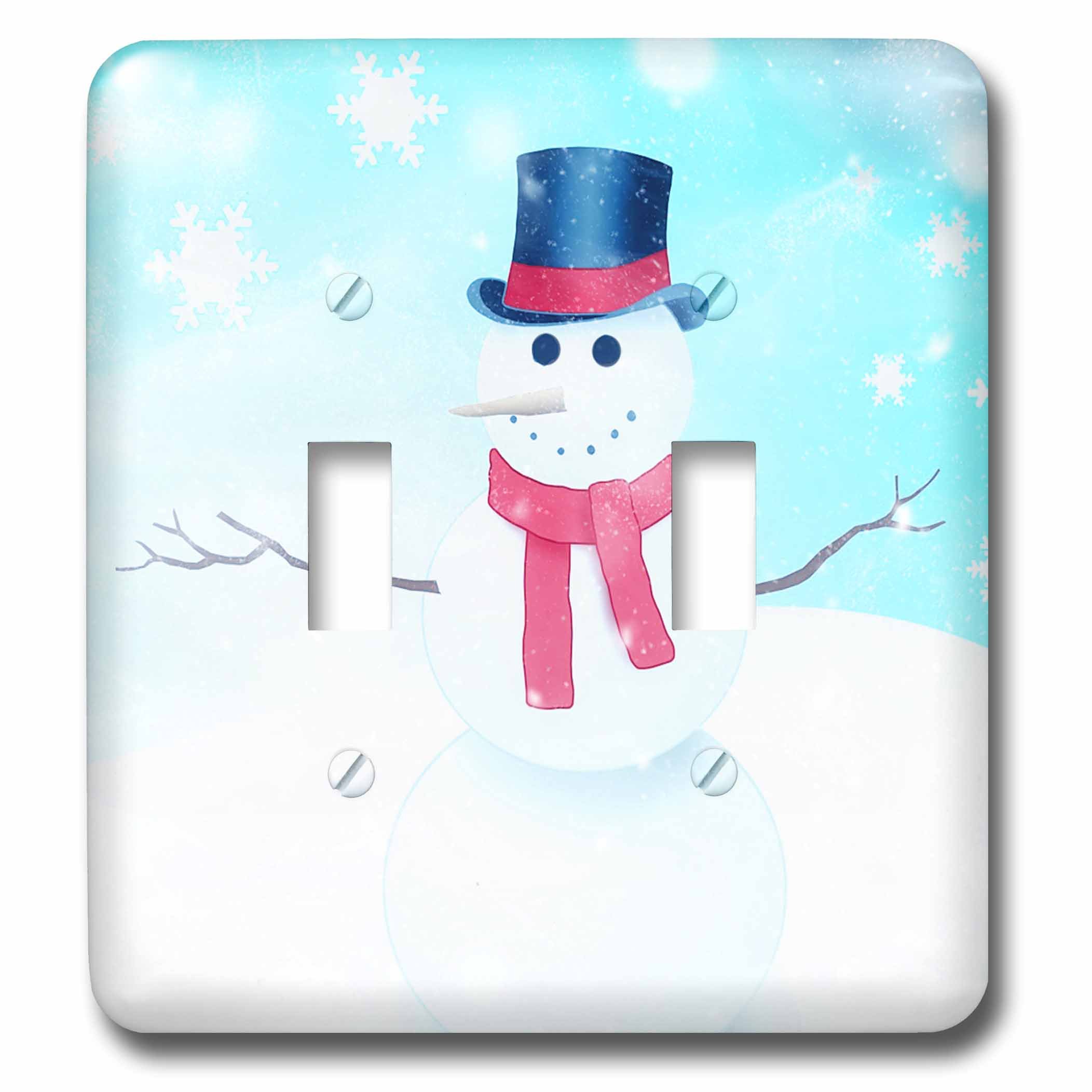 Double interrupteur bonhomme de neige bleu blanc pour decoration Noel