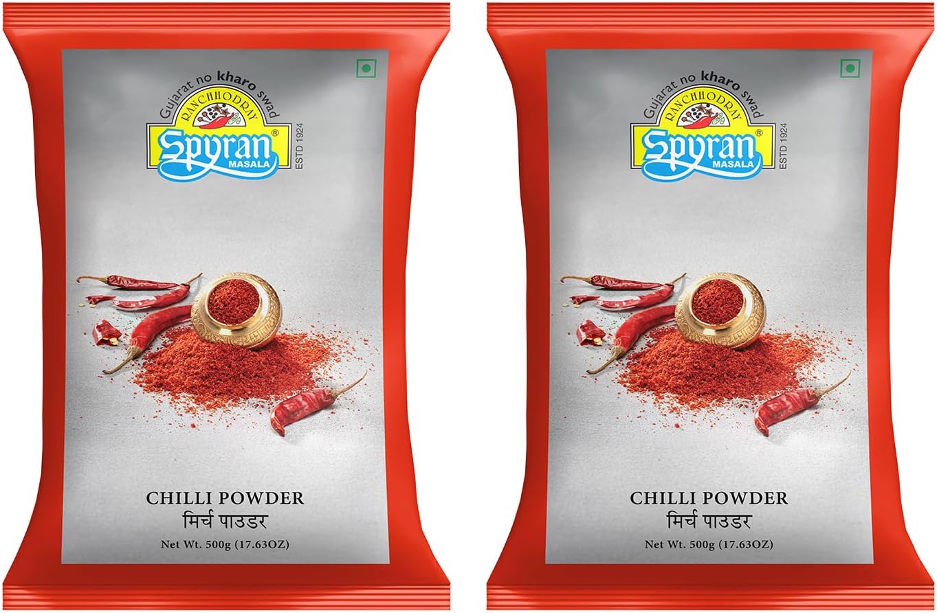 Spyran Patna Red Chilli/Chilly Powder | Spicy Lal Marchu | 100% Natural | No added colour & chemichal 500g (Pack of 2)