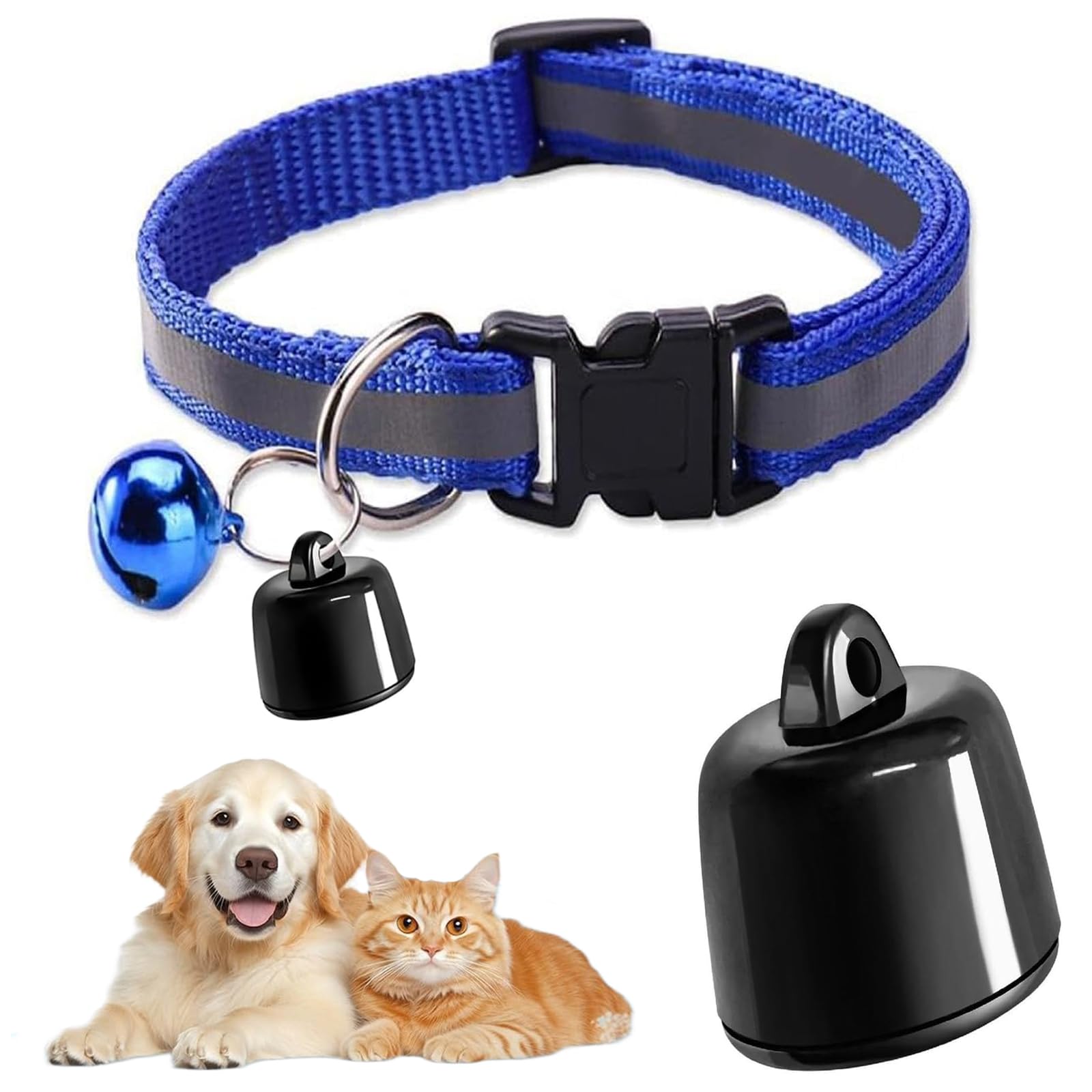 Pet GPS Tracker for Cats and Dogs, GPS Tracker Collar, No Monthly Fee, Compatible with iOS/Android, Global Tracking Device for Collars, Backpack and Luggage (Blue)