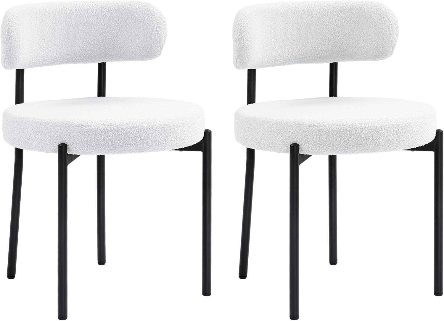 4 Pieces Kitchen Chairs, Modern Dining Chairs w/ Berber Fleece Upholstery and Steel Legs for Living Room, Beige main image 1