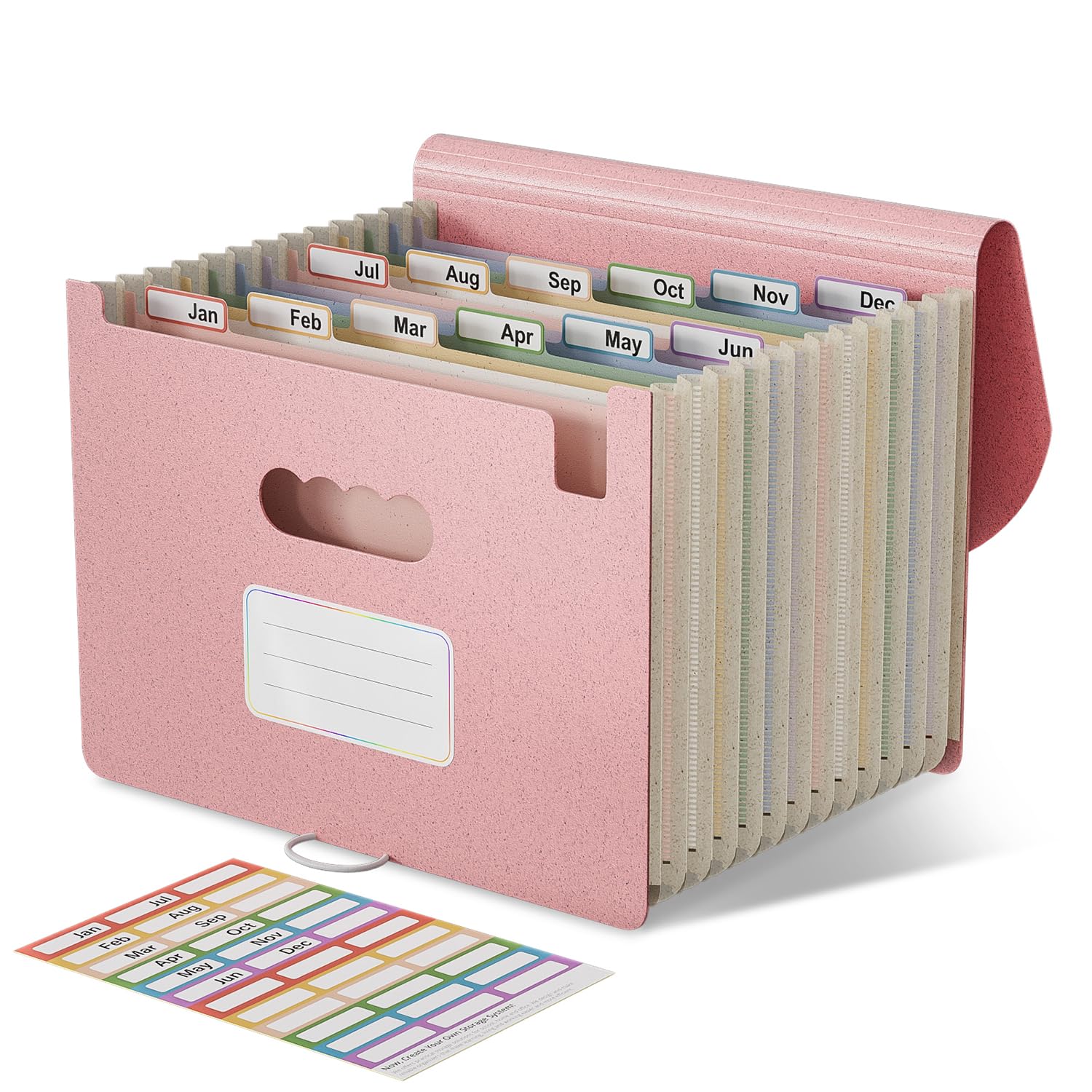 EcoStash Accordion File Organizer, 12 Pockets Wheat Straw Expanding File Folders, Monthly Bill Receipt Organizer, 100% BPA Free, Return to Nature, Healthy Living, Letter/A4 Size - Strawberry Pink