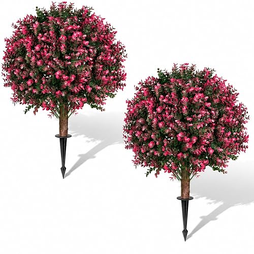 Artificial Cedar Eucalyptus Ball Trees 25" Set of 2, UV