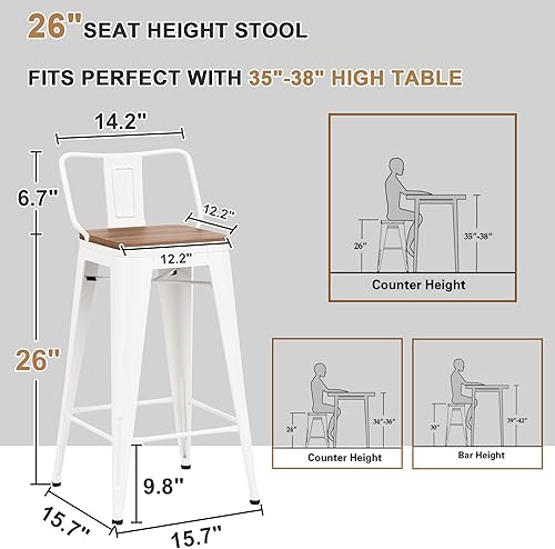 Miniatura 3 de Changjie Furniture Juego de 4 taburetes de bar giratorios de 26 pulgadas con respaldo, taburetes de bar industriales para cocina (giratorios de 26