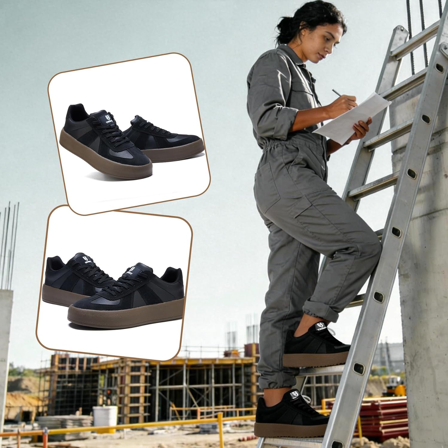 Steel Toe Shoes with Kevlar Midsole - Indestructible Safety Shoes for Men Women, Slip Resistant Waterproof Industrial Construction Footwear