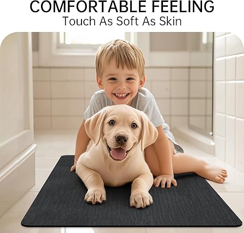 Miniatura 5 de Mecko Tapete de baño ultra absorbente, de secado rápido, de goma, antideslizante, delgado, para debajo de la puerta, alfombra de ducha de gamuza