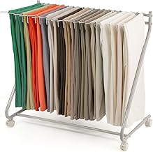 atRise Slack Hanger, Large Capacity, Holds 20 Pieces, With Casters, Compact, Trouser Hanger (greige)