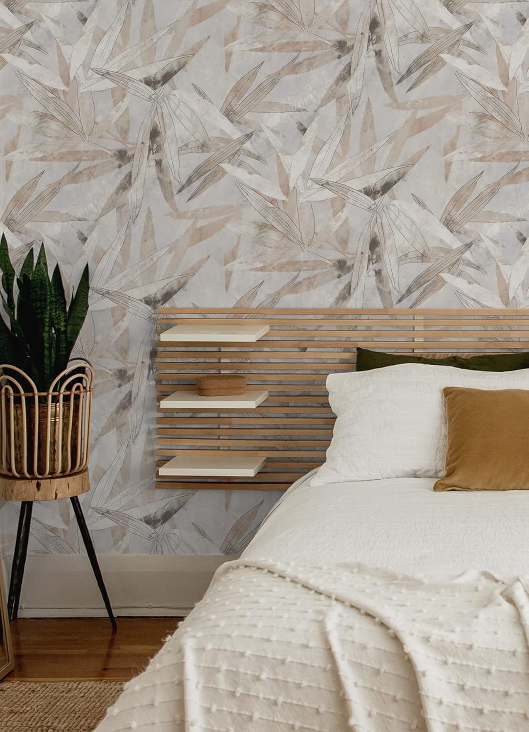 Egypt Sherrod 216-in by 20.5-in Neutral Bali Bamboo Peel & Stick Wallpaper