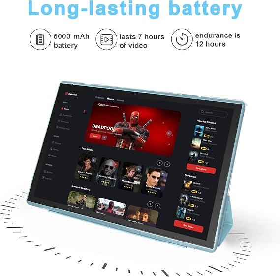 10 Inch Tablet With Tablet protective Case and Stylus, Android 15 Tablets, 8GB RAM 32GB ROM/1TB Expansion, 8H 6000mah Battery Wifi Bluetooth 10.1 IPS HD Touchscreen 2MP+8MP Dual Camera Tablets Blue.