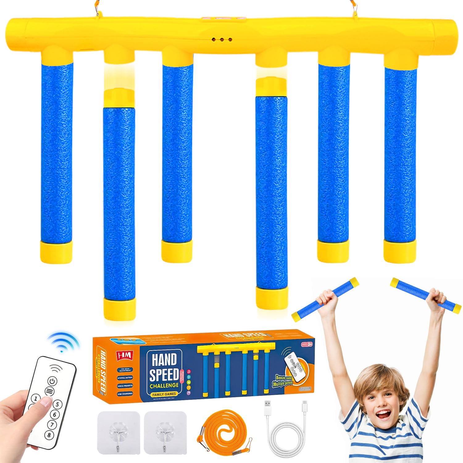 Jeu d'Attrape Bâtons pour garçon de 2 Ans, Jeu de Réaction Ajustable à 3 Vitesses de Coordination Main-Oeil Activité Educative Jouet Sensoriel pour Enfants et Adults