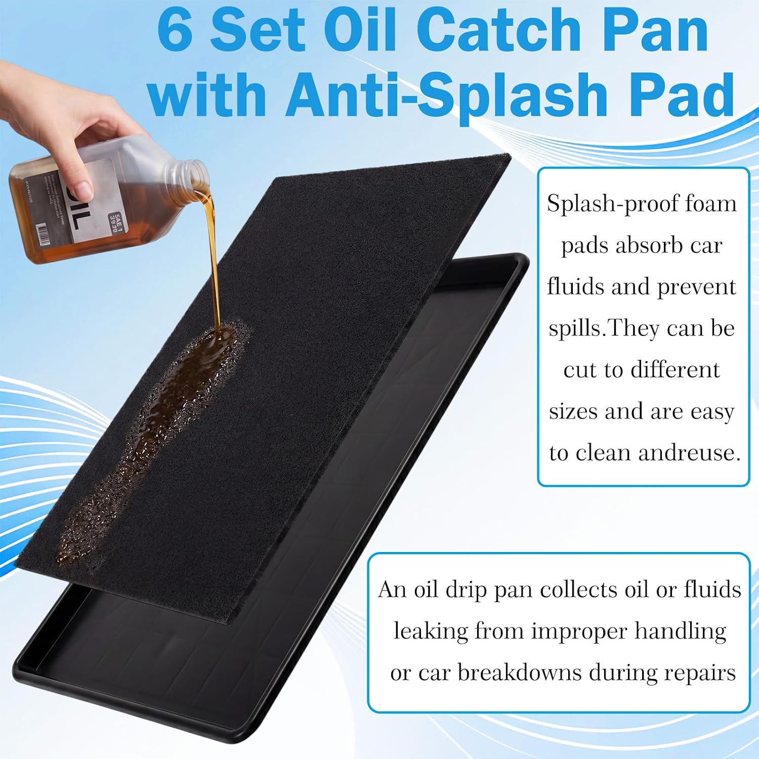 Marsui 12 Set Large Oil Drip Pan Kits 35 x 24 Inches Oil Drip Tray with Mat
