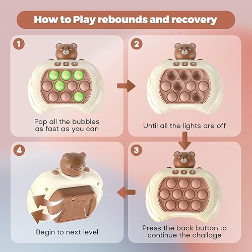 Miniatura 5 de Juego antiestrés para niños y adultos, controlador de juegos de mano de empuje rápido con burbuja iluminada, máquina de juego de rompecabezas