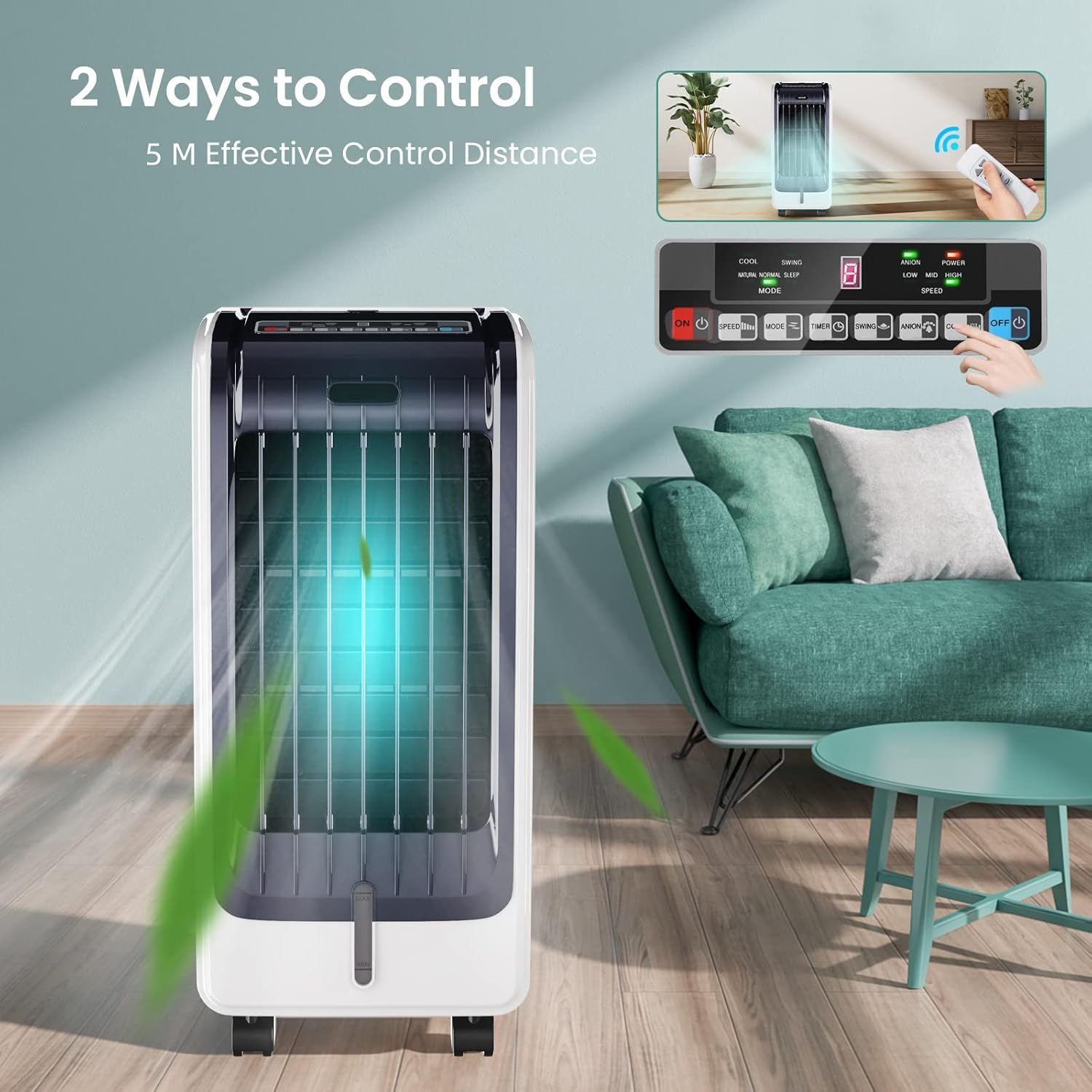 RELAX4LIFE Luftkühler, 3 in 1 Mobile Klimaanlage, 6L Wassertank/3 Geschwindigkeiten/8H-Timer, Luftkühler 75W & Ventilator & Luftbefeuchter, Air Cooler mit Rollen, Fernbedienung, 2 Kühlakkus