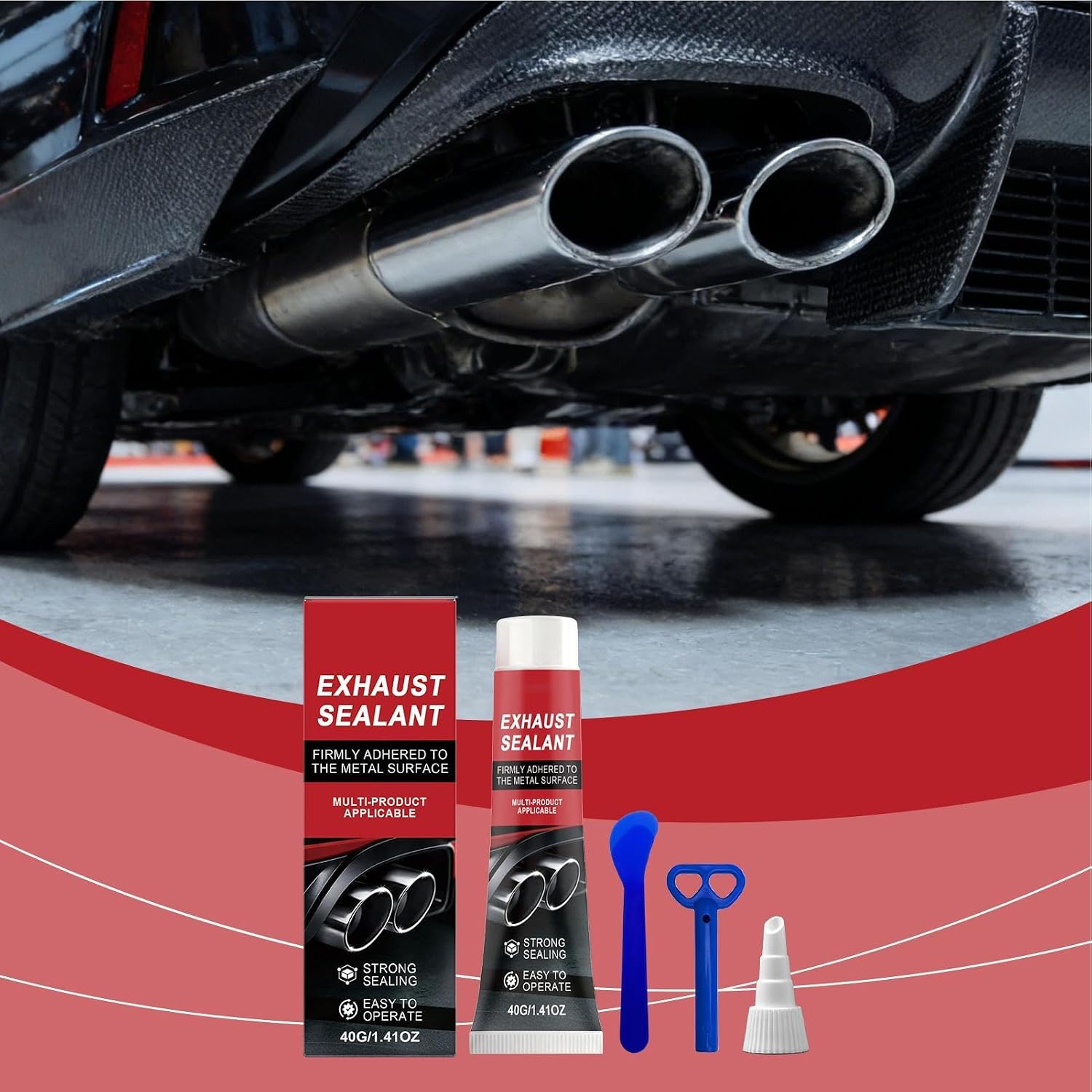 Exhaust Pipe Sealant | 40g Leak Proof Universal Sealant | Exhaust Repair Kit,for Pipes Car Motorcycle RV Truck Maintenance Dent Bent Crack Hole Leak