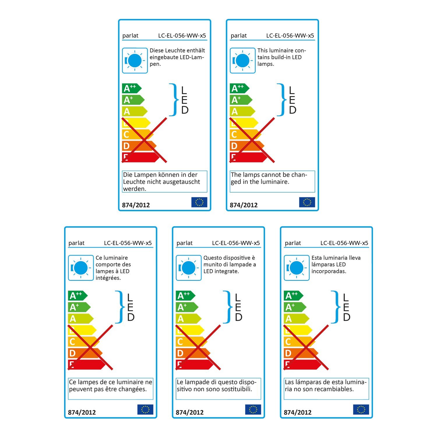 ledscom.de 5 luci LED per scale/faretti da incasso a parete per interni ed esterni, downlight, rotondi, grigi, Ø 125 mm, bianco caldo