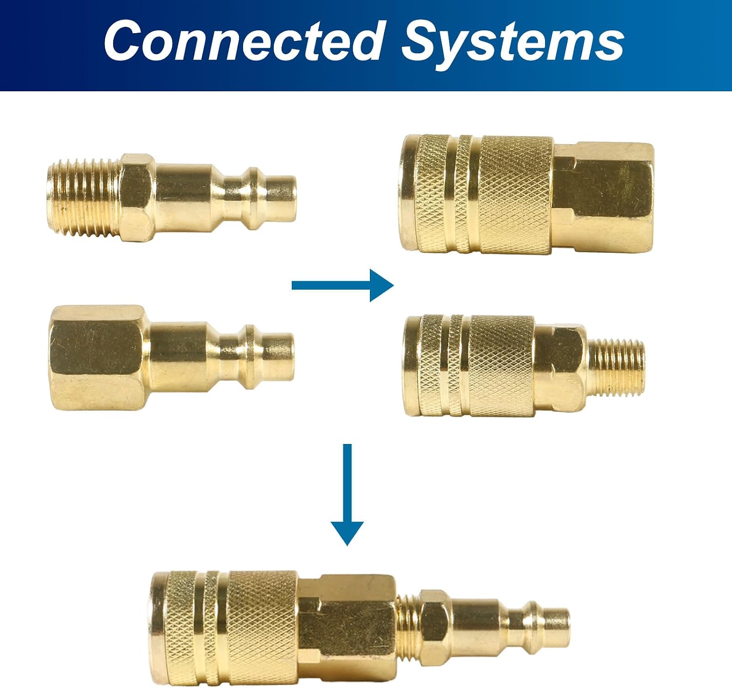 DIANN 12pcs Air Coupler and Plug Kit 1/4 Inch NPT Brass Air Hose Fittings Brass Quick Connector Air Fittings