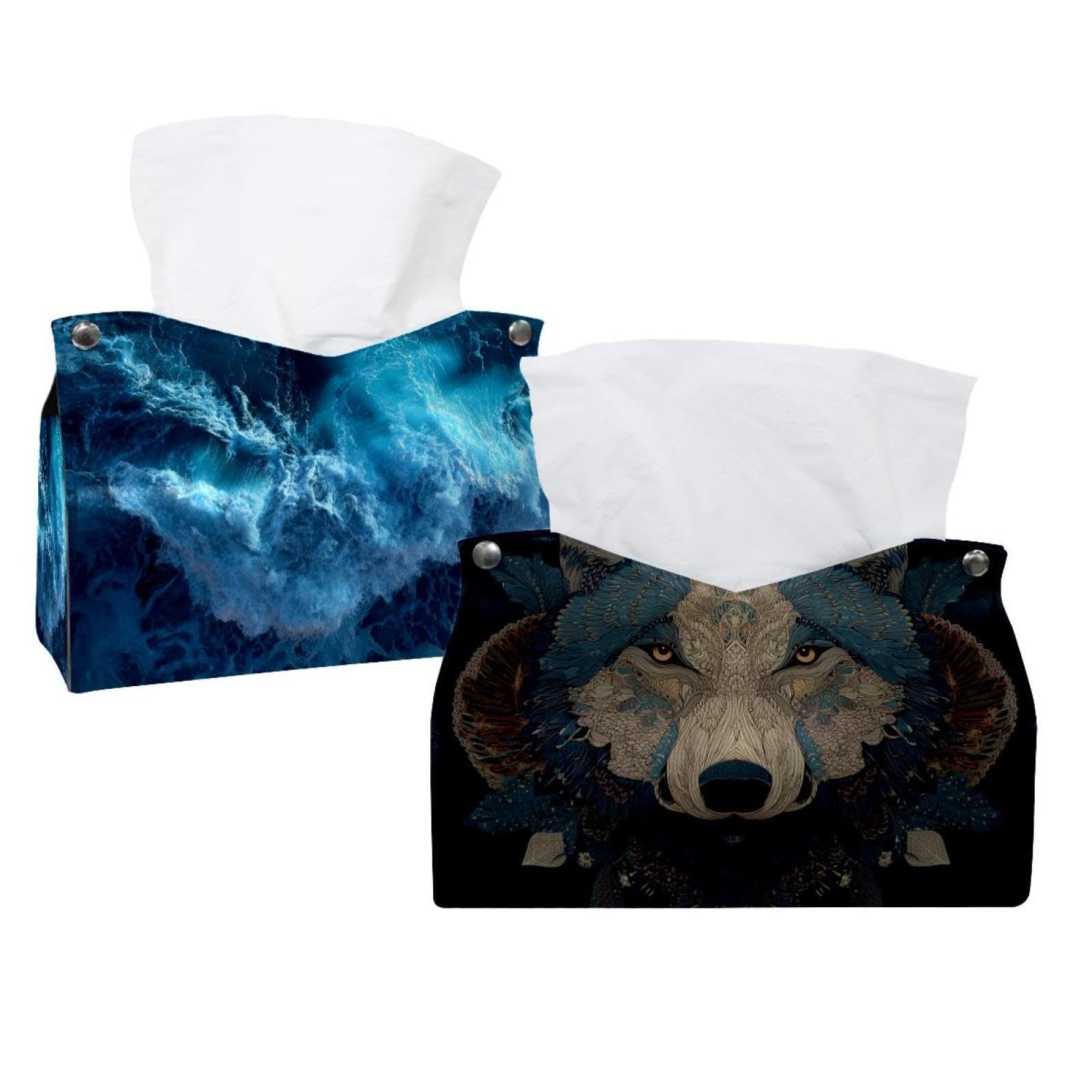 Boîte à mouchoirs loup en cuir pour éliminer les cartons laids dans votre salle de bain et chambre