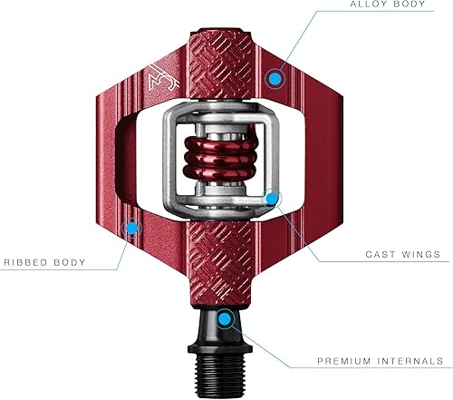 Vista 22 de Crankbrothers Candy Clip-In MTB Bike Pedal – Gravel/XC/Trail Pedal de bicicleta ligero, entrada de 4 lados, flotador personalizable, rodamientos Rojo
