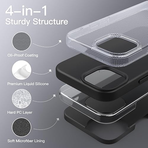 Miniatura 3 de JETech Funda de silicona para iPhone 14 Plus de 6.7 pulgadas, suave al tacto, funda protectora de cuerpo completo, a prueba de golpes con forro de