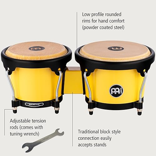 Miniatura 77 de Meinl Percussion HB100SNT-M bongós de madera natural de 6 3/4 y 8 pulgadas, Negro