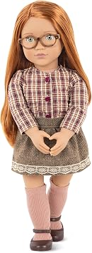 Our Generation - April - 18-Inch School Doll - Red Hair & Green Eyes - Plaid Outfit - Pretend Play - Toy for Kids 3 Years +