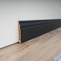 Art3d Black Baseboard Molding Trim 8-Pack 56x3.2in High-Impact Polystyrene Skirting Board - Glue Install, Sturdy Wall Protection