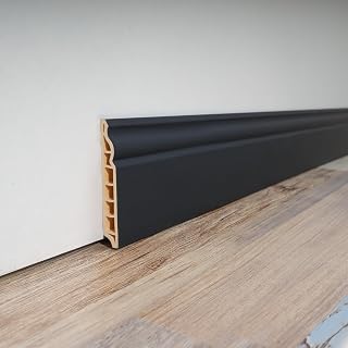 Art3d Black Baseboard Molding Trim 8-Pack 56x3.2in High-Impact Polystyrene Skirting Board - Glue Install, Sturdy Wall Protection