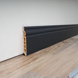 Art3d Wall Baseboard Molding Trim 8-Pack of 56 x 3.2 in., High Impact Polystyrene Skirting Board - Installed with Glue - Black