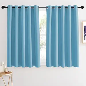 NICETOWN Blackout Curtains 54 Inches Long, Thermal Insulated Room Darkening Curtains for Bedroom, Window Treatment Drapes for Living Room Nursery (W66 x L54 Inch, Teal Blue, 1 Panel)