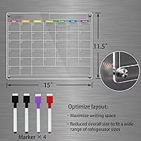 Vista 2 de Calendario acrílico magnético para refrigerador, pizarra magnética de borrado en seco acrílico antiarañazos para refrigerador, calendario magnético