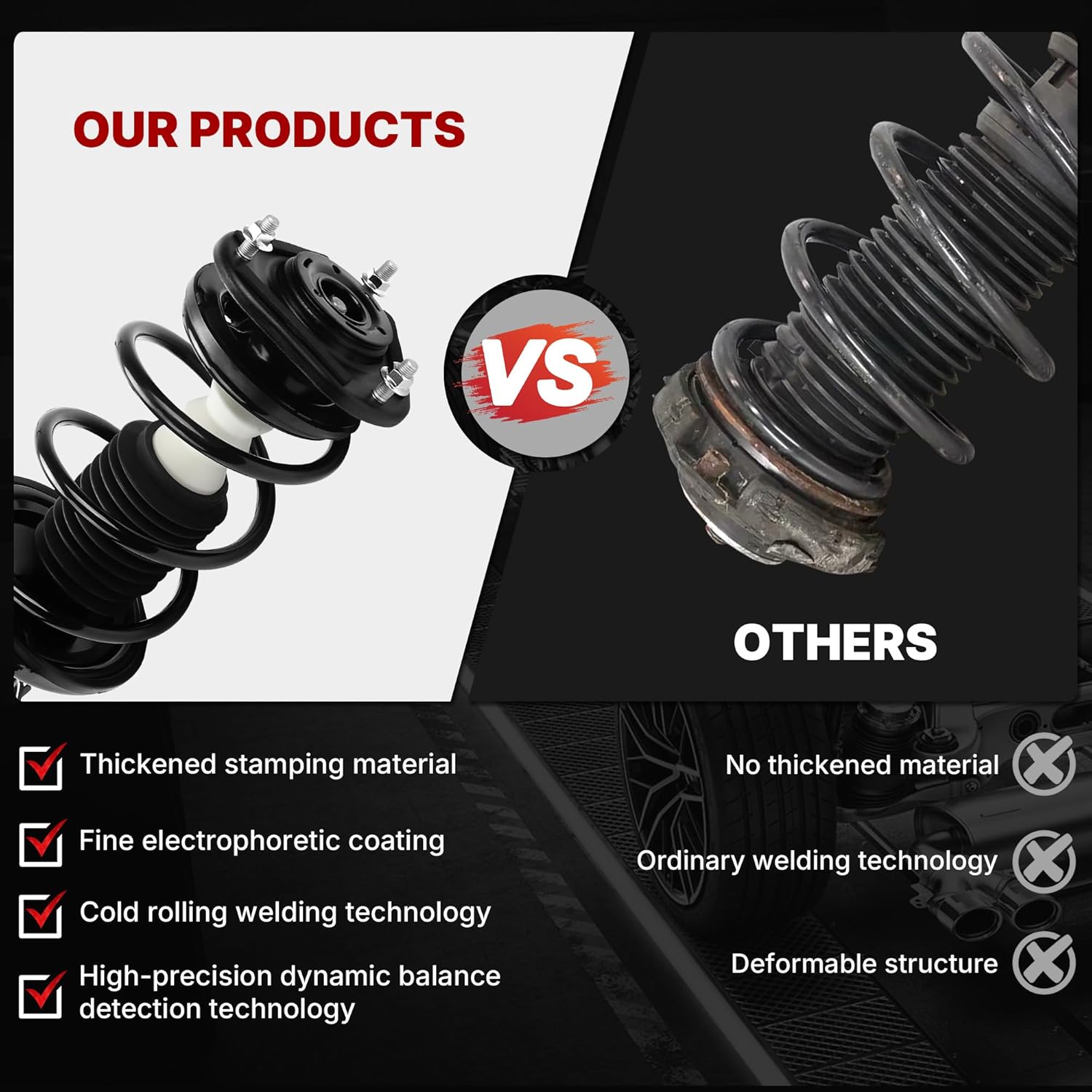 Richeer Front and Rear 4 PCS Strut Assembly Compatible with 2009-2013 Corolla, Shock Absorber Front and Rear with Coil Spring Steel Replacement 832598/572598,832597/572597,172599R 172599L