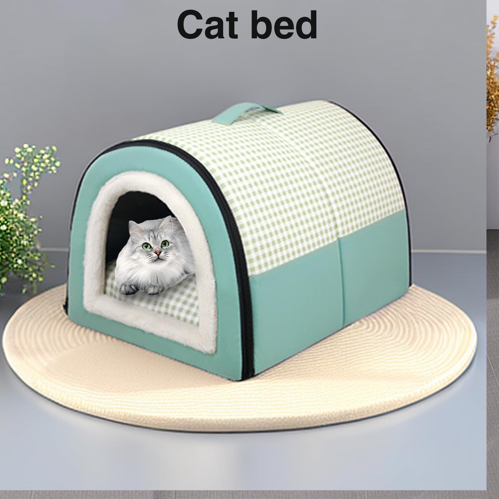 Cuccia per animali domestici, tenda chiusa per gatti, cuccia invernale per | cani e gatti, semi-chiusa, autoportante, con rimovibile e lavabile, a prova di graffio, per cani e gatti di piccola