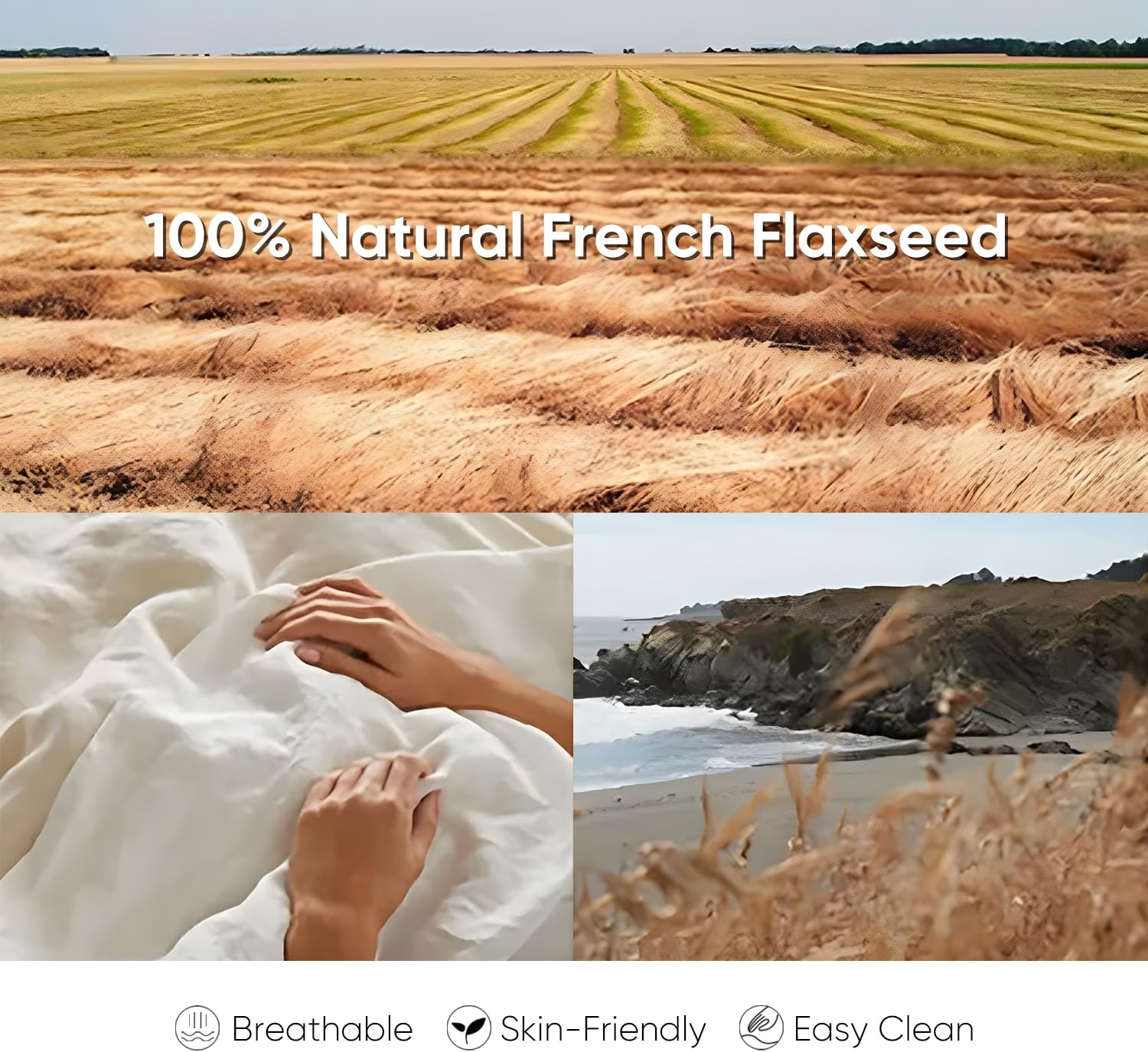 100% Pure Linen Blanket,100% Natural Flax Linen Throw Blanket, 79"x63" French Linen Fabric,Soft,Breathable and Skin-Friendly Bed Blanket - Linen Color